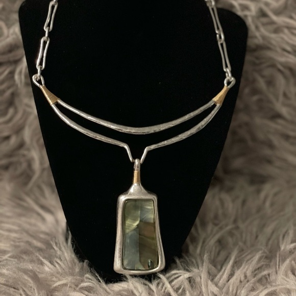 Robert Lee Morris Silver and Gold Necklace with Pendant - Picture 1 of 5